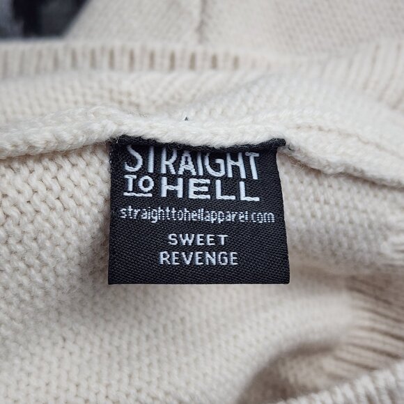 Straight to Hell Panther Graphic Knit Crew Neck Sweater Size L Streetwear Rocker - Picture 4 of 5